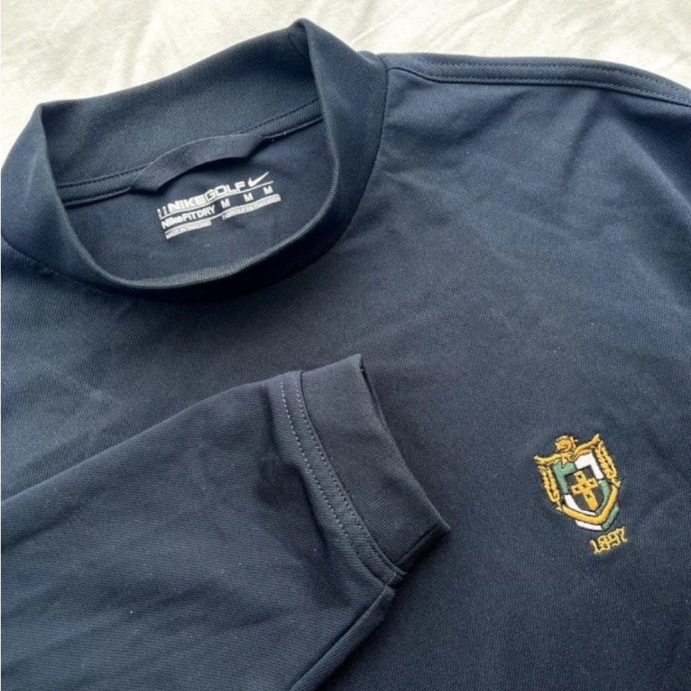 Nike Dri Fit Golf Navy Long Sleeve Shirt with Crest